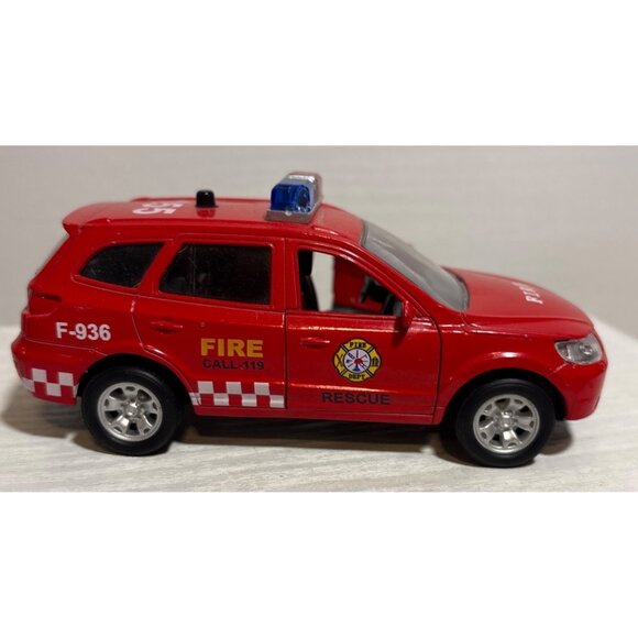 Diecast Red Fire Rescue SUV Toy W/ Opening Doors & Emergency Lights 5" - Picture 3 of 10